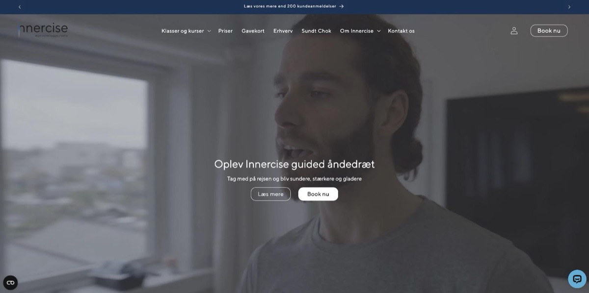 Det nye website for Innercise