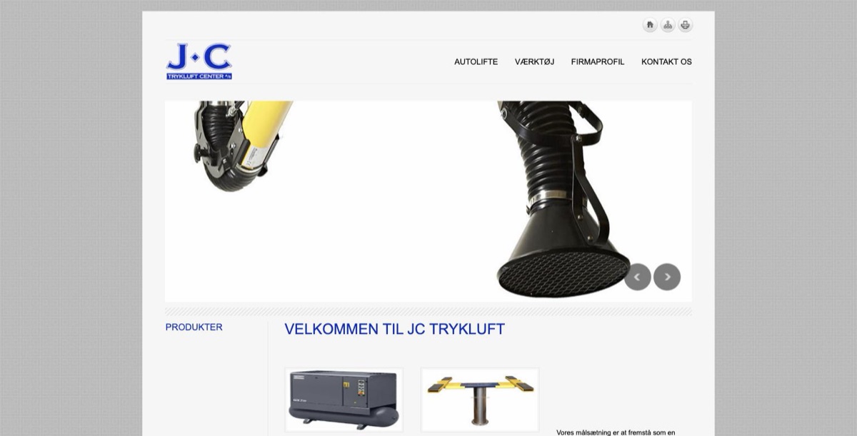 Det gamle website for JC Trykluft