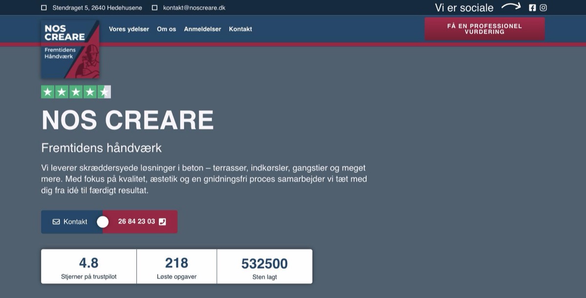 Det gamle website for Nos Creare