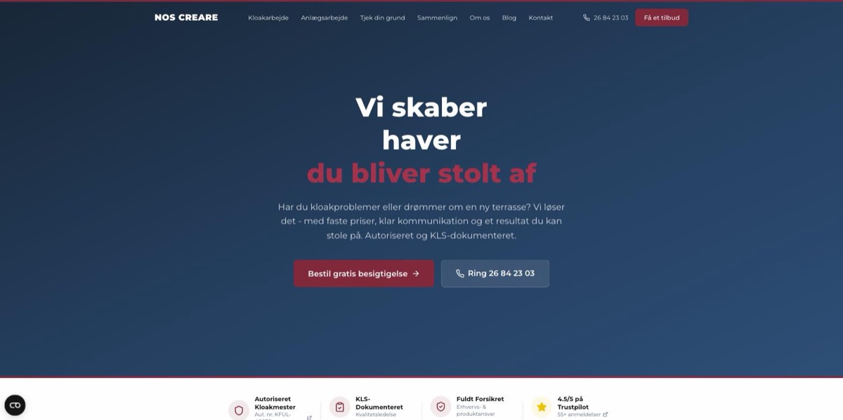 Det nye website for Nos Creare