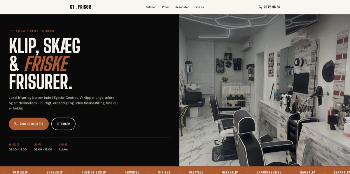 Det nye website for ST Frisør